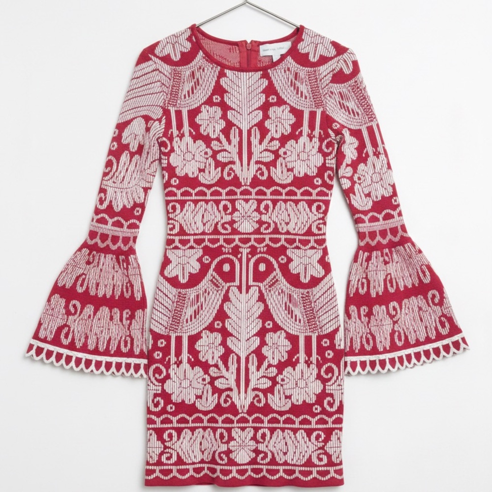 Anthropologie Alice McCALL Long Sleeve Pink White mini Long Sleeve Dress